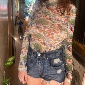 Long sleeve Mesh shein top